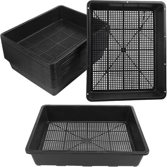 16 Pack Seed Starter Trays 15 x 12 inches Microgreens Growing Trays with Mesh Bottom for Germination, Hydroponic & Sprouting Plant Trays for Garden, Wheatgrass