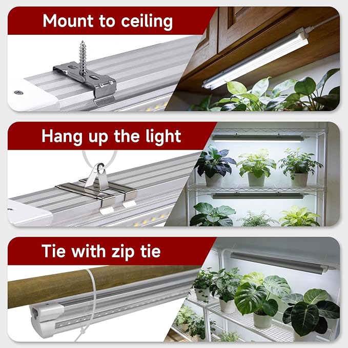 8 Pack LED Grow Light 1FT, 5000K Full Spectrum, 120W(8 x 15W), Linkable Growing Lamp Fixture, T8 Grow Lights for Indoor Plants, Seed Starting, Vegetables
