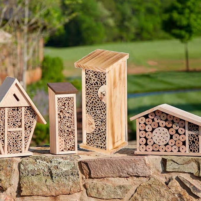 Bird House Bee Hive Wooden Insects House Hanging Bamboo Insect Hotels for Outdoor Garden Decorative