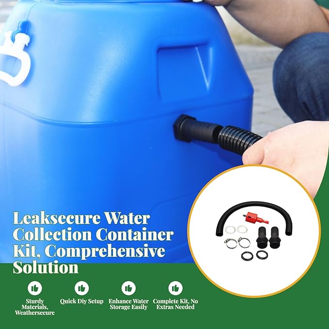 Rain Barrel Overflow Kit Water Collection Easy Install Portable Hose Connection Pipe for Balcony Garden Household Outdoor Activities, 2.5cm with Taper