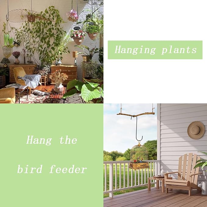 8 Pack Large S Hooks for Hanging Heavy Duty 8 Inch Long S Hooks for Hanging Plants Steel Metal Hanger Black Extension Hook for Closet Hanging Jeans Clothes Bird Feeders Garden Indoor Outdoor