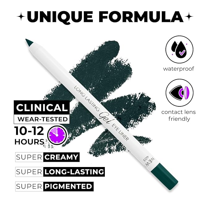 Long Lasting Gel Eyeliner Kajal - Smudgeproof & Waterproof - High Pigment Formula for Vibrant Eye Look - with Intense Color Payoff & Easy Application, 403-1.4g/0.05oz