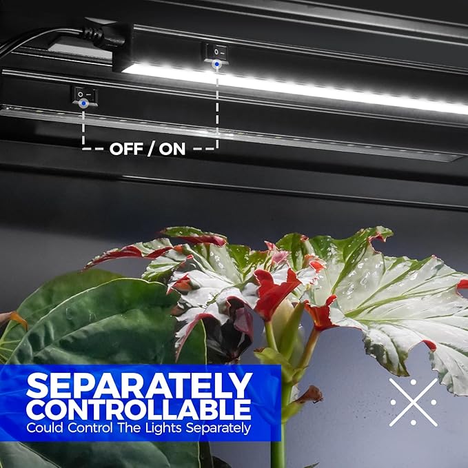 Barrina T5 Grow Lights for Indoor Plants, 2FT 20W (2 X 10W) Plant Grow Lights Indoor with Magnetic Bar, Linkable Plant Growing Lamps with Black Cover, Plug and Play, 5000K, 2 Packs