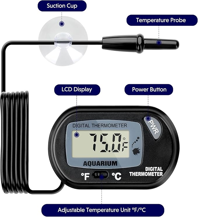 iPower 8 by 18-Inch 24W Reptile Heat Mat, LCD Digital Aquarium Thermometer, Under Tank Warmer Terrarium Heat Pad for Turtles Lizards Frogs and Other Small Animals, Multi Sizes