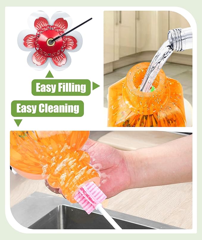 BOLITE Hummingbird Feeder, Hand Blown Glass Hummingbird Feeders for Outdoors Hanging, with 5 Feeding Ports, 22 Ounces, Orange, Birthday Gifts for Women Men, Gifts for Mom Dad