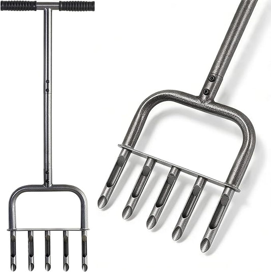 Manual Core Lawn Aerator Tool - Yard Lawn Grass Aerators with 5 Hollow Tine, Garden Soil Loosener Tools for Improved Lawn Health