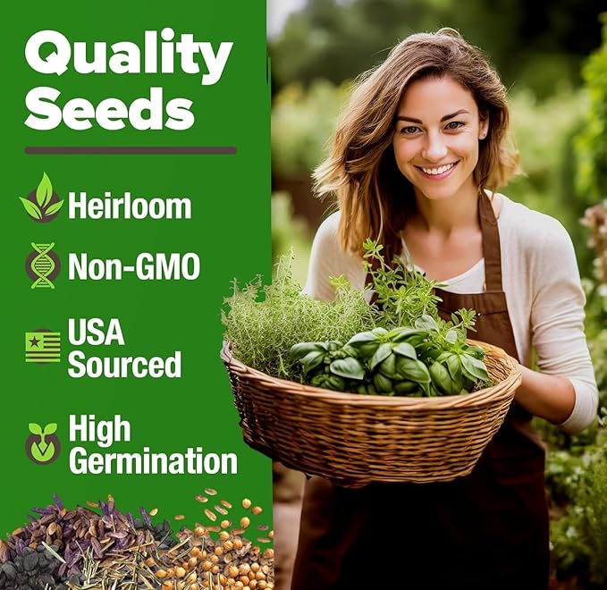 HOME GROWN Herb Seeds for Planting 15-Pack Massive Seed Count 5,100+ Seeds Non-GMO Heirloom | Extra Large | Culinary Herb Kit, Indoor Outdoor & Hydroponic | Grow Your Own Herbs | Gardening Gift