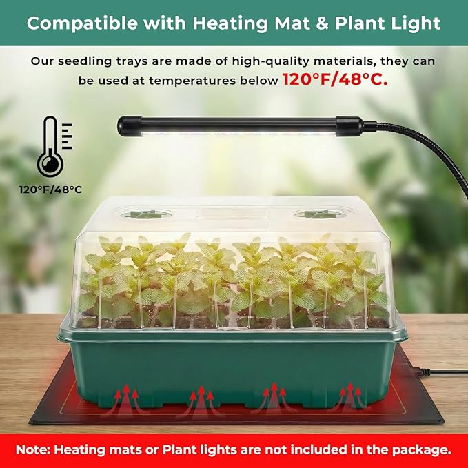 Self-Watering Seed Starter Tray 2 Packs, 96 Cells Seed Starter Kit with Humidity Vented Domes and High Lid, Germination Kit for Indoor Greenhouse Seed Starter