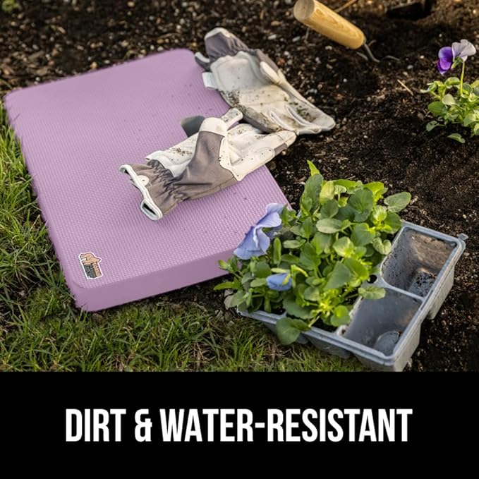 GORILLA GRIP Extra Thick Patent Pending Supportive Foam Kneeling Pad, 2 PK, Large Cushion Knee Pads for Gardening, Baby Bath, Dirt and Water Resistant, Workout and Garden Supplies, 17.5x11 Purple