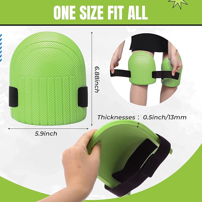 Gardening Knee Pads for Women and Men Lightweight Waterproof Foam Knee Pads for Gardening and Housework with Adjustable Hook'n'Loop Straps(Green)
