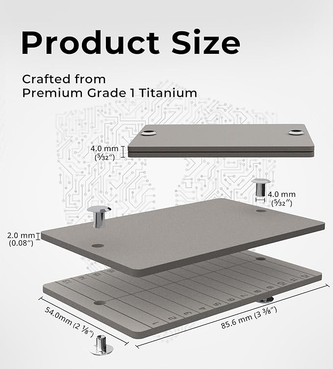 Crypto Seed Phrase Storage - Titanium Seed Phrase Plate and Stamp Set - Offline Cold Wallet for Bitcoin Ethereum for 12-24 Words BIP39 Compatible Wallets (Ledger, Metamask & More)
