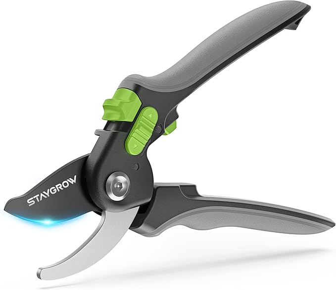 Pruning Shears for Gardening,8.5" SK5 Garden Shears Cuts 10000+ Times Staying Sharp, Garden Scissors with One-handed Unlocking&Adjustable Handle, Garden Clippers Gardening Tools for Men Women