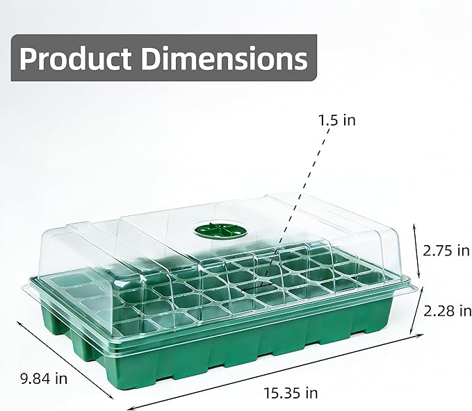 Seed Starter Tray Kit, 5-Pack with Humidity Domes & Base - 200 Cells Total (40 per Tray), Durable Mini Propagator Greenhouse for Optimal Seed Germination, Indoor Gardening, Plant Growing