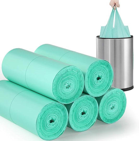 AYOTEE Small Trash Bags with Handles,100 Counts Small Biodegradable Trash Bags 4 Gallon Garbage Bag, Unscented Strong Mini Compostable Bag 15 Liter Waste Basket Liners for Bathroom Kitchen Home