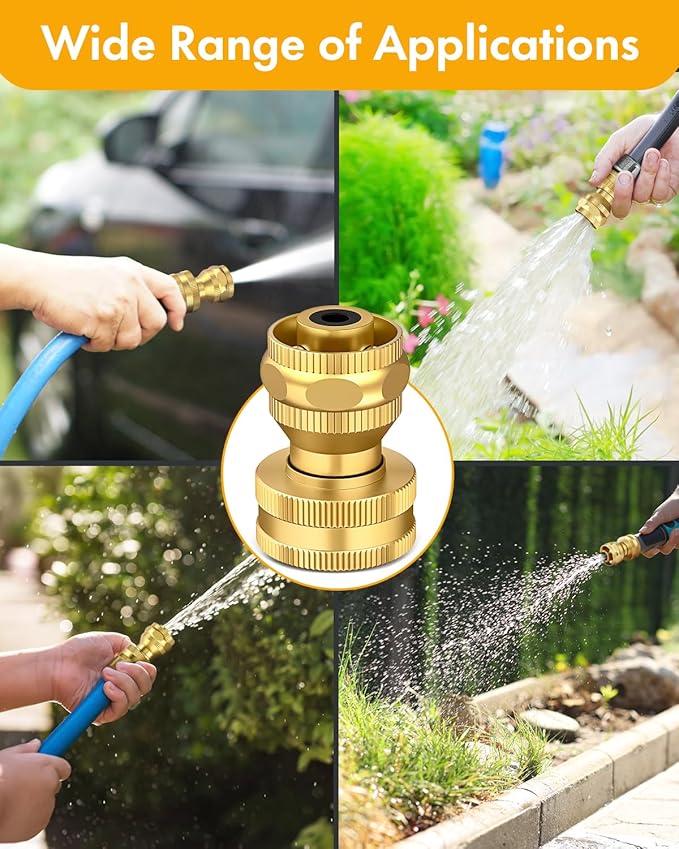 Twinkle Star Brass Hose Nozzle 3 Pack, Heavy Duty Brass Nozzle Power, Adjustable Twist Pressure Sprayer for Garden