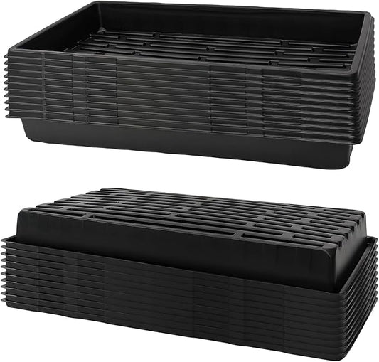 20 Pack 1020 Trays, No Drain Holes, 20" x 10", Extra Thick Heavy Duty Seed Starting Trays -Reusable Propagation Flats for Microgreens, Seedlings, Plant Germination, Fodder and Transplant