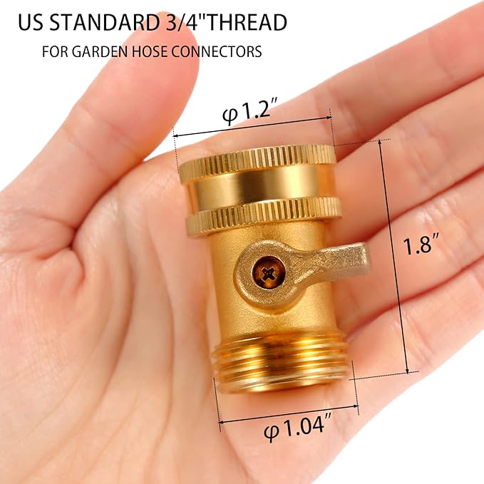 Jet Nozzle Power Washer for Garden Hose, Heavy Duty Brass Jetnozzle with Garden Hose Shut off Valve, Water Hose Nozzle High Pressure Powerful Washer 3/4" GHT, 1 Set