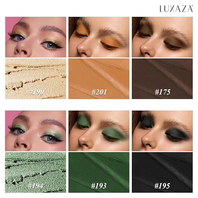 Neutral Eyeshadow Stick Makeup 6PCS Set, Green Metallic Shimmer Matte Cream Eye Shadow Eyeliner Brightener Pencil Crayon - GOLDENTREE