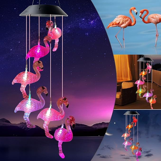 Flamingo Wind Chime, Bird windchimes, Solar Wind Chimes, Flamingo Decor, Wind-Chime Outdoor, Flamingogifts for Women, Gifts for Women, Mom Gifts, Gardengifts, Gardendecor, Yard Decor.