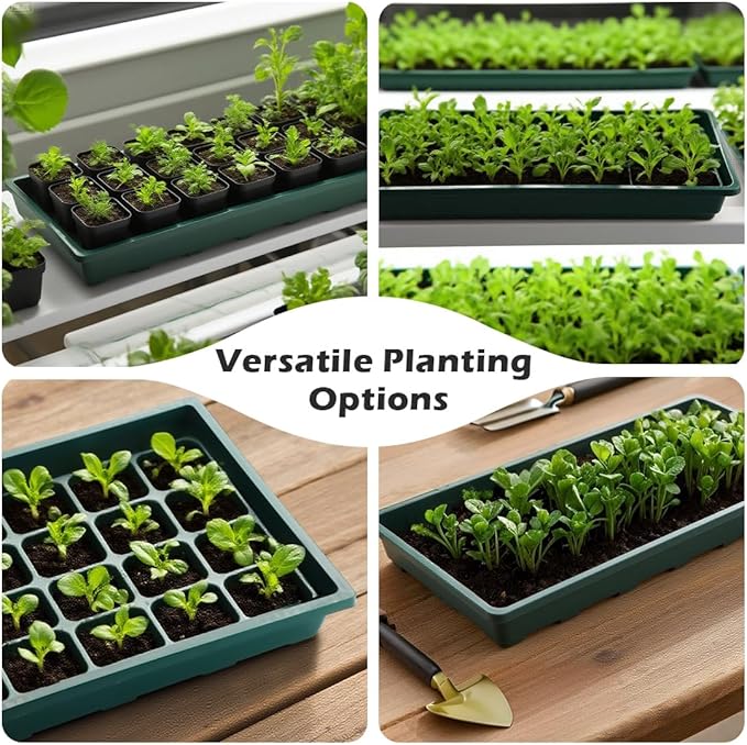 1020 Nursery Pots Trays 5 Pack, Plastic Flat Seed Starter Trays, Durable Seedling Potting Tray for Carrying and Holding Planting Pot (Green)