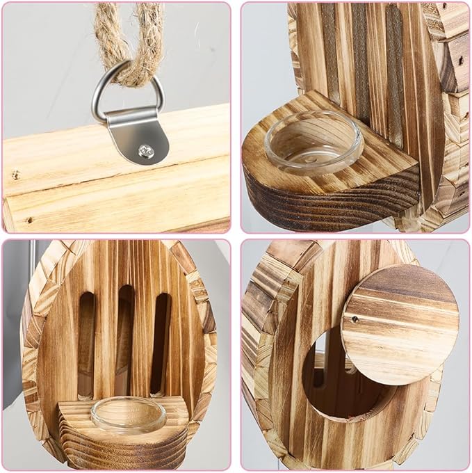 Picowe Butterfly House Wooden Habitat Natural Nesting Box Garden House with Feeder Hanging for Bee Butterfly Ladybirds for Garden Outside, Open Door
