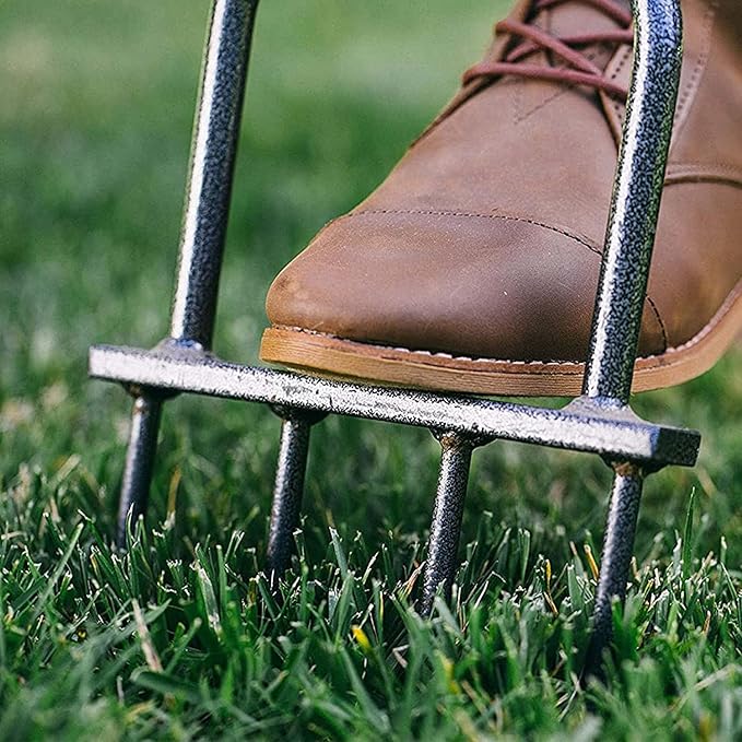 Yard Butler Spike Grass Aerator, IM-7C - Lawn Care Tool for Aerating - Long-Handled - Power-Coated Steel Construction - Comfortable Cushioned Handles Garden Tool - Easy to Use