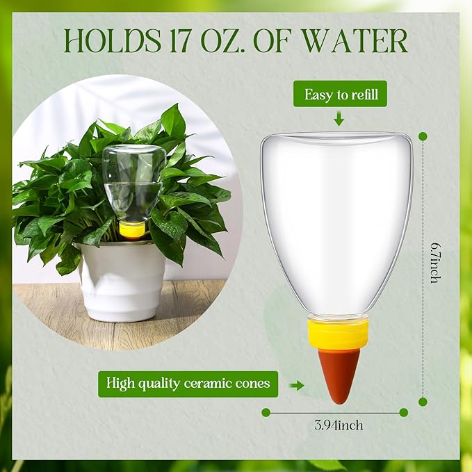 2 Pcs 17 oz Self Watering Planter Insert Plastic Self Watering Globes Automatic Plant Waterer for Indoor Outdoor Drip Irrigation Plant Watering Device with Slow Release Control