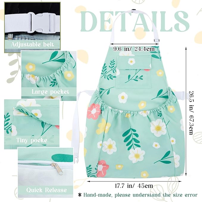 2 Pcs Gardening Apron with Release Pockets, Christmas Gifts for Women, Floral Apron for Harvesting Garden