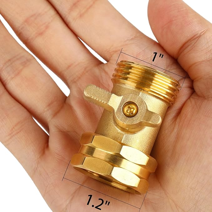 High Pressure Hose Nozzle with Hose Shutoff Valve, Brass Heavy Duty Spray Nozzles for Garden Hose, 3/4" GHT Jet Nozzle for Hose Outdoor/Outside-2 Pack