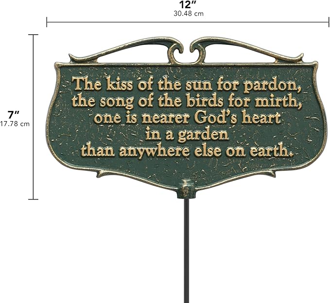 Whitehall Products "The Kiss of The Sun..." Garden Poem Sign, Green/Gold, Aluminum
