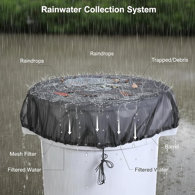 37.5 Inch Mesh Cover for Rain Barrel,Rain Bucket Leaf Filter Screen Cover