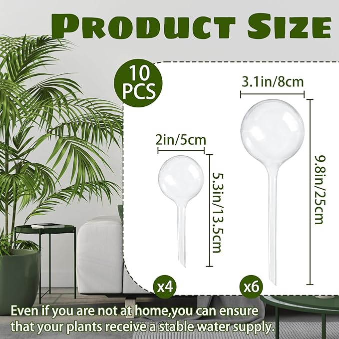 10 Pcs Plant Watering Cans,Plant Watering Globes,Plant Self-Watering Bulbs,Plastic Plant Automatic Water Devices for Indoor Outdoor Potter Plants