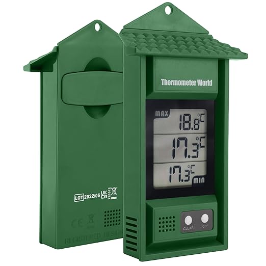 Digital Max Min Thermometer - Monitor Max and Min Temperatures with This Handy Greenhouse Thermometer Garden Accessories Easily Wall Mounted Maximum Minimum