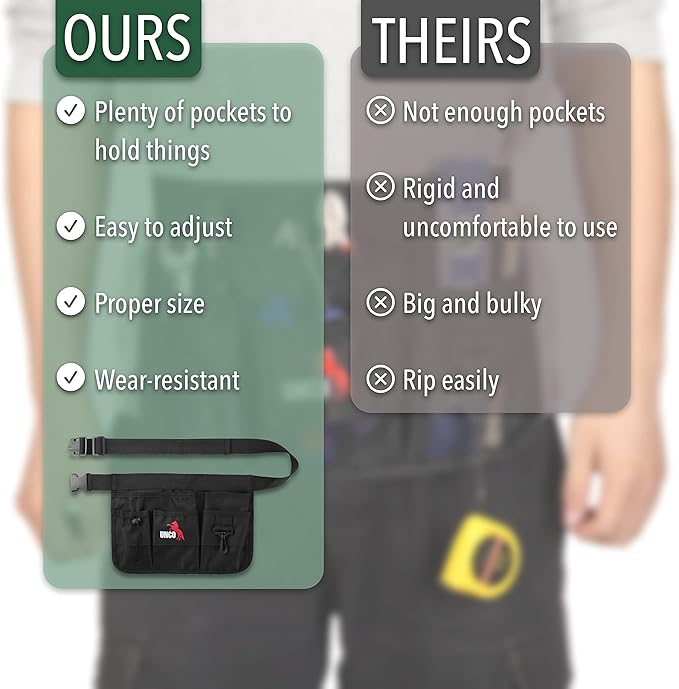 UNCO- Gardening Belt, Garden Tool Belts for Men, Waist Apron with Pockets, Construction, Carpenter Belt, for Men, Utility Belt Men