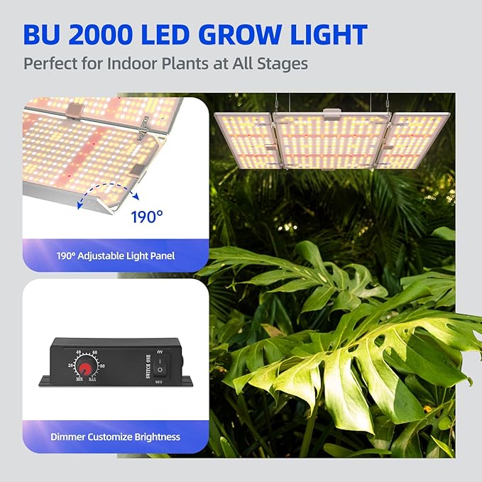 Barrina 4x4 Grow Lights for Indoor Plants Full Spectrum, BU2000 Dimmable, Adjustable LED Grow Light Panel, 816 LEDs, High PPFD, Plant Lights for Indoor Growing, Seedling, Flowering and Fruiting