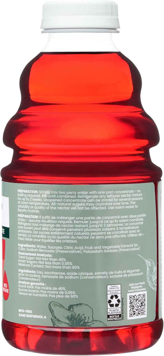 Perky-Pet Hummingbird Nectar Concentrate for Hummingbird Feeder - 32 oz - Makes 96 FL OZ of Red Food Nectar - 238