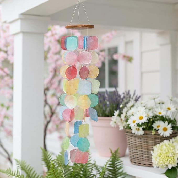 Solange & Frances Rainbow Wind Chimes for Outside - Spring Porch Decor Windchime Outdoors, Home Decor, Wind Chimes Garden Decor and Front Porch Decor. Unique Birthday Gifts