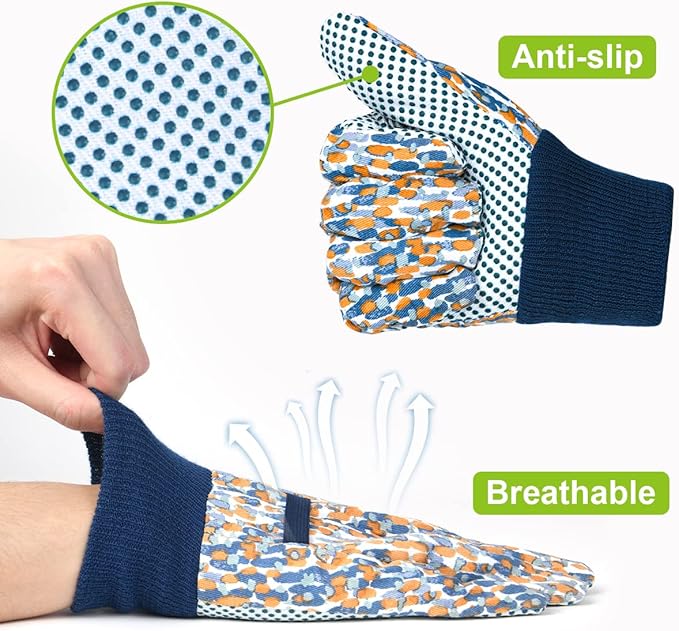 Ainiv Floral Gardening Gloves for Women/Ladies, Non-Slip Garden Work Gloves,Breathable Yard Work Glove Light Working Gloves