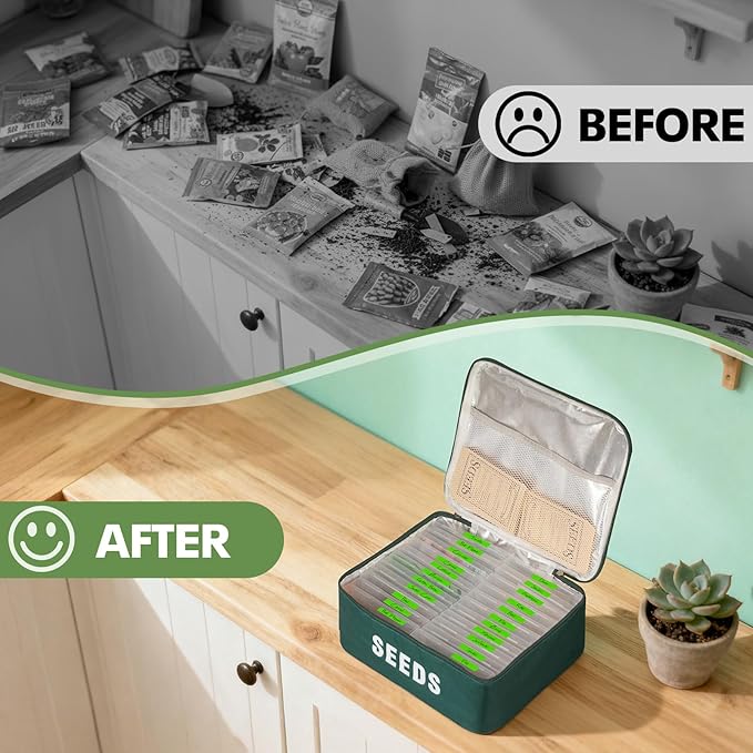 22 Slots Seed Storage Organizer Box with 30 Seed Envelopes & 84 Labels – Seed Bank Kit for Saving, Seed Packet Organizer Can Hold 160+ Seed Envelopes, Great Gift for Seed Keeper & Garden Lovers