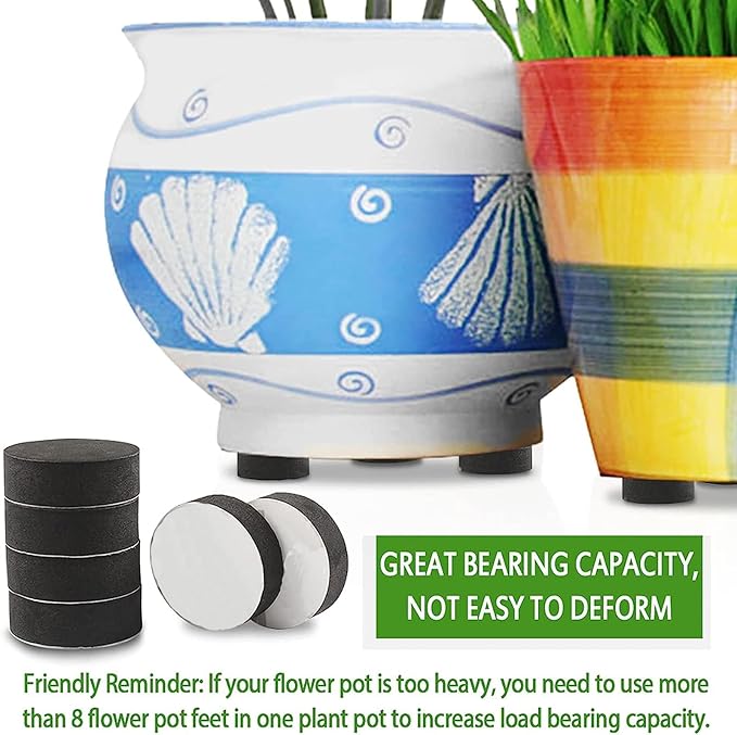 50Pcs Pot Feet Risers Plant Riser Invisible Pot Feet for Indoor/Outdoor Planters Adhesive Pads, Plant Pot Feet for Outdoor Planters