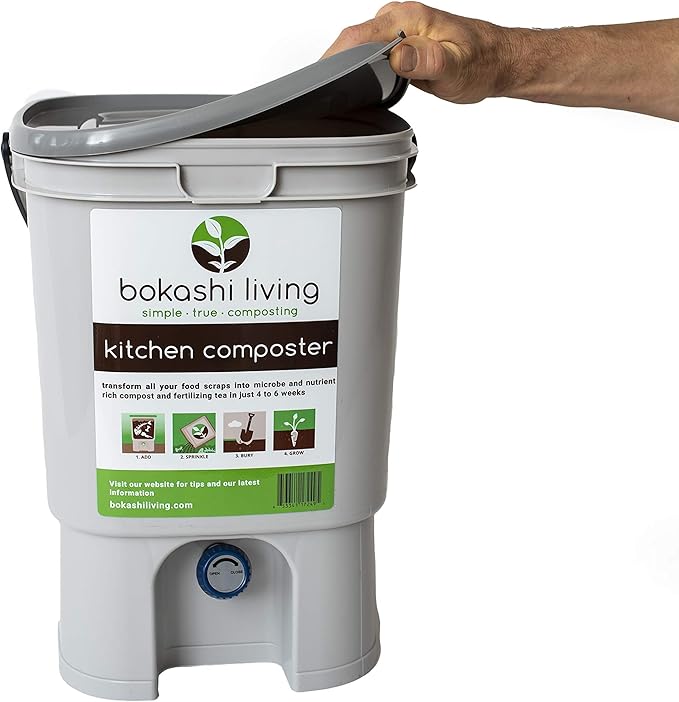 Premium Bokashi Composting Starter Kit (Includes 1 Bokashi Bin, 2.2lbs of Bokashi Bran and Full Instructions)