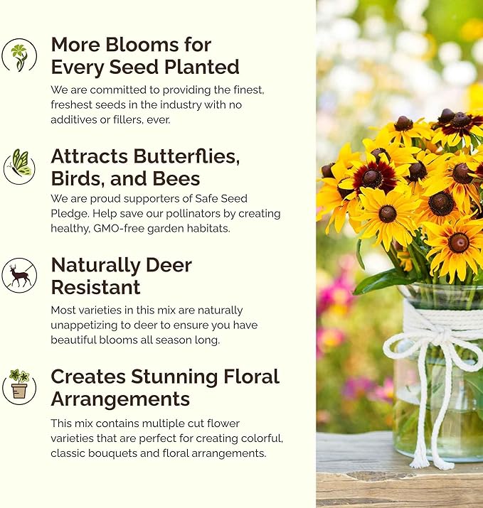 Eden Brothers Iowa Wildflower Mixed Seeds for Planting, 1 lb, 480,000+ Seeds with Cornflower, Candytuft | Attracts Pollinators, Plant in Spring or Fall, Zones