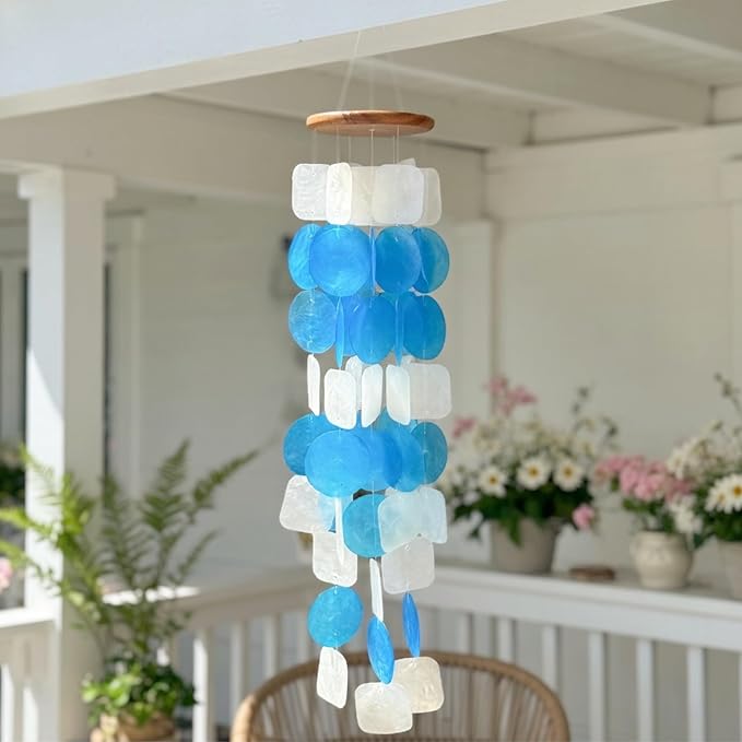 Solange & Frances Wind Chimes for Outside, Gifts for Mom, Birthday Gifts for Women, Sea Glass Windchimes, Sympathy Gift, Outdoor Decor Gift Ideas for Women