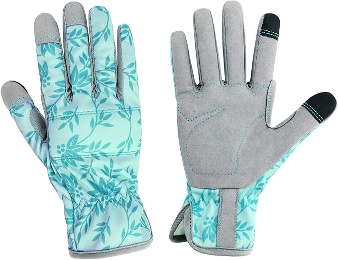 Gardening Gloves for Women Thorn Proof Garden Gloves, Leather Womens Garden Gloves Puncture Resistant, Touch Screen Working Gloves for Digging,Weeding,Planting Small
