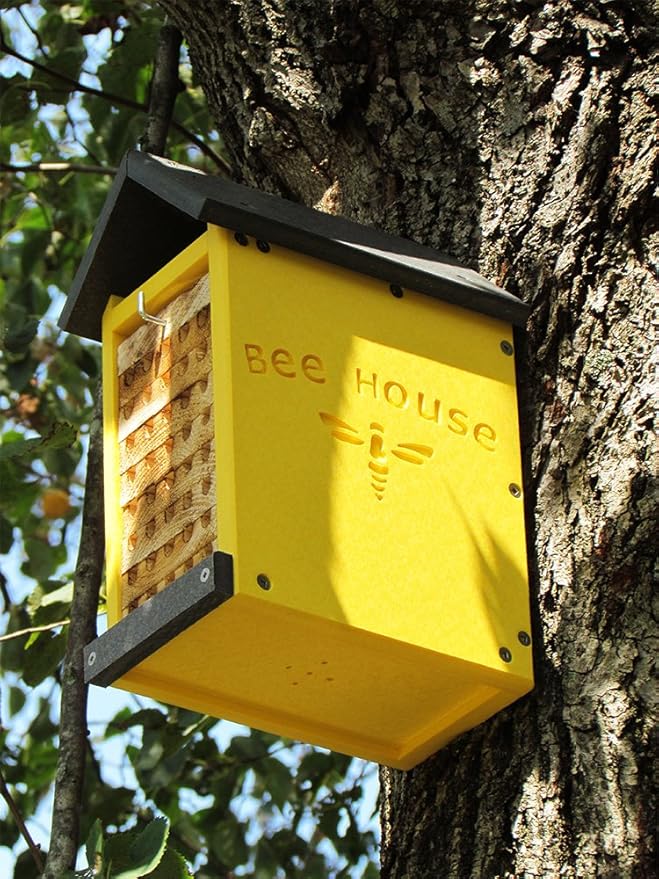 JCs Wildlife Small Poly Lumber Mason Bee House - Attracts Bee Pollinators in Your Garden - Made in The USA