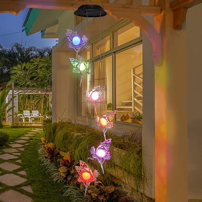 Tryme Solar Wind Chimes for Outside Changing Colors Fairy Wind Chime Lights Windchimes Outdoors Unique Decorative Mobile Gifts for Mother's Day Thanksgiving Christmas Birthday