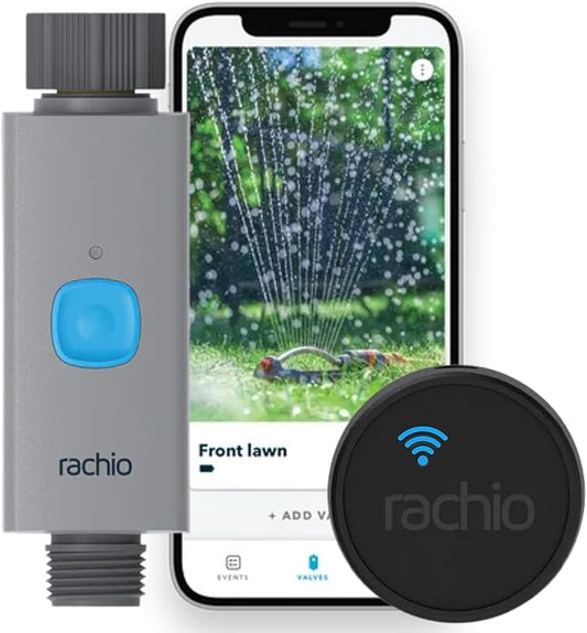 Rachio Smart Hose Timer (1 Valve + 1 WiFi Hub) – App-Controlled Outdoor Faucet Timer, Quick Install & Scheduling, Expandable System