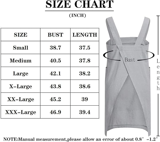 VLZUFE Cotton Linen Apron for womens Cross Back Apron Pinafore Dress for Baking Cooking Gardening Work