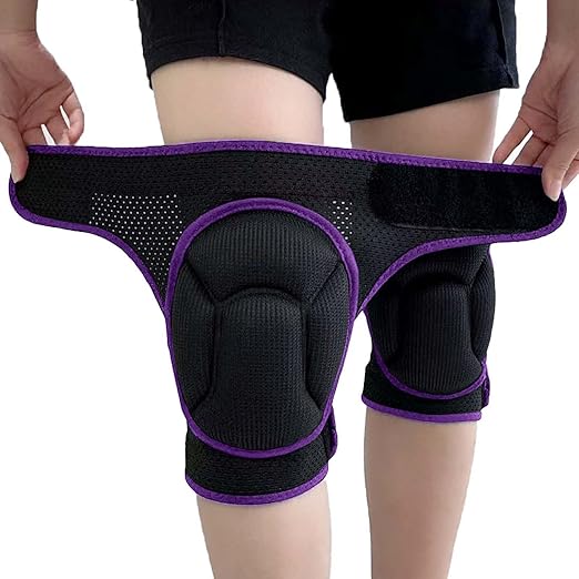 Gardening Knee Pads for Women, Mens Kneeling Pad for Cleaning Floor Washing Work, Comfortable Knee Protector for Cleaner Gardener, Adjustable Soft Knee Pad for Kneeling on Hard Floors, Purple L (1 pair)