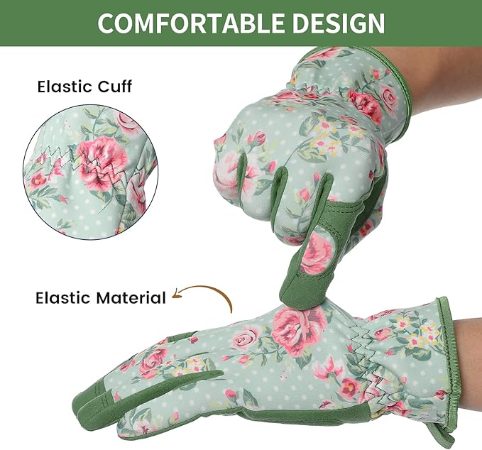 Pleneal Gardening Gloves for Women Men - Leather Garden Gloves Thorn Proof, Outdoor Protective Working Gloves for Weeding